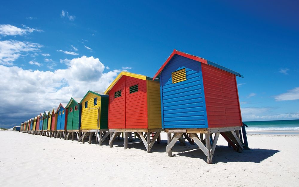 Rainbow Beach Huts, back to school art prints