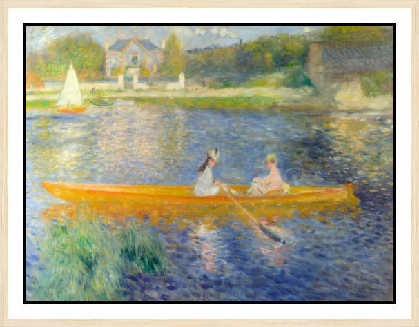 Reproduction encadr&eacute;e sur mesure montrant un passe-partout sup&eacute;rieur et inf&eacute;rieur, avec deux niveaux de bordure