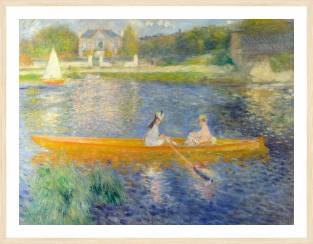 Reproduction encadr&eacute;e sur mesure montrant un passe-partout sup&eacute;rieur cr&egrave;me