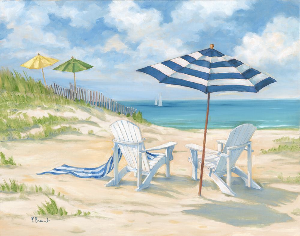 Perfect Beach â€“ Blue Umbrella art print by Paul Brent for $57.95 CAD