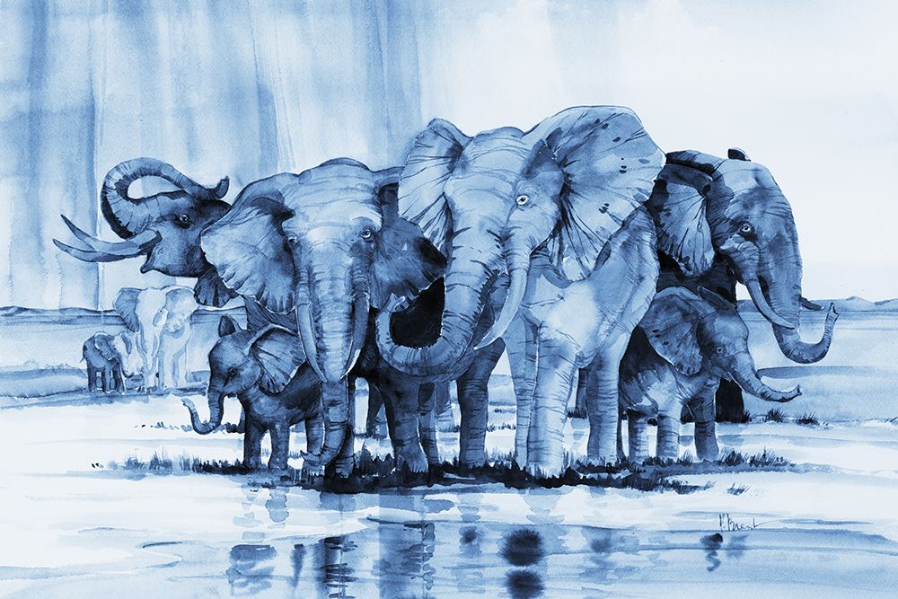 Colorful Herd - Indigo art print by Paul Brent for $57.95 CAD