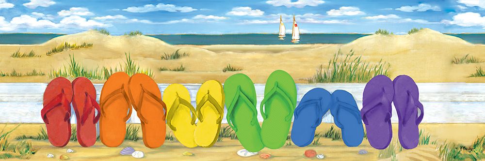 Rainbow Flip Flops art print by Paul Brent for $57.95 CAD