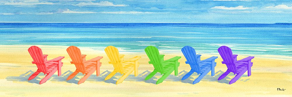 Rainbow Adirondack Chairs art print by Paul Brent for $57.95 CAD