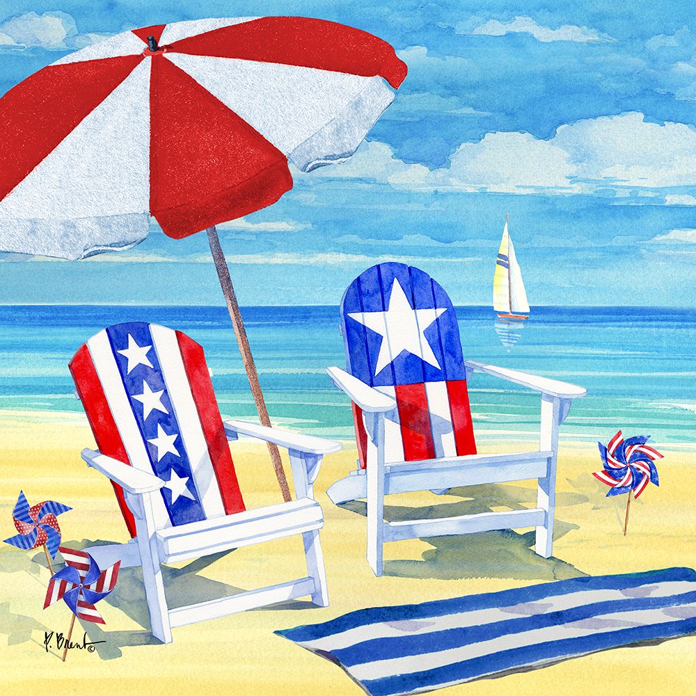 Patriotic Beach I art print by Paul Brent for $57.95 CAD