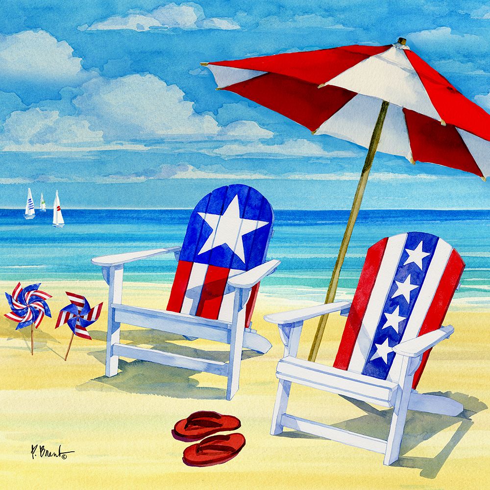 Patriotic Beach IV art print by Paul Brent for $57.95 CAD