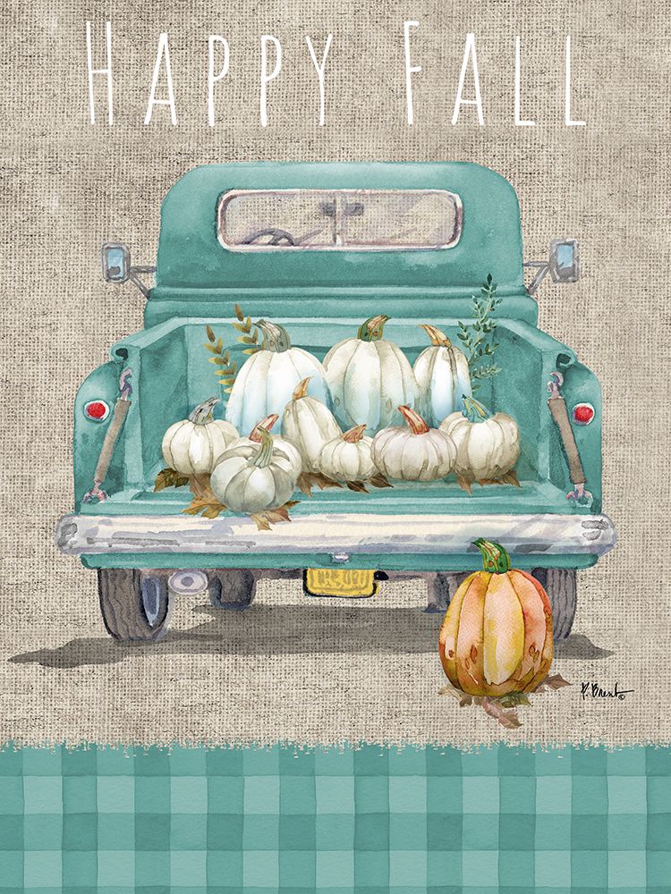 White Pumpkin Truck Vertical art print by Paul Brent for $57.95 CAD