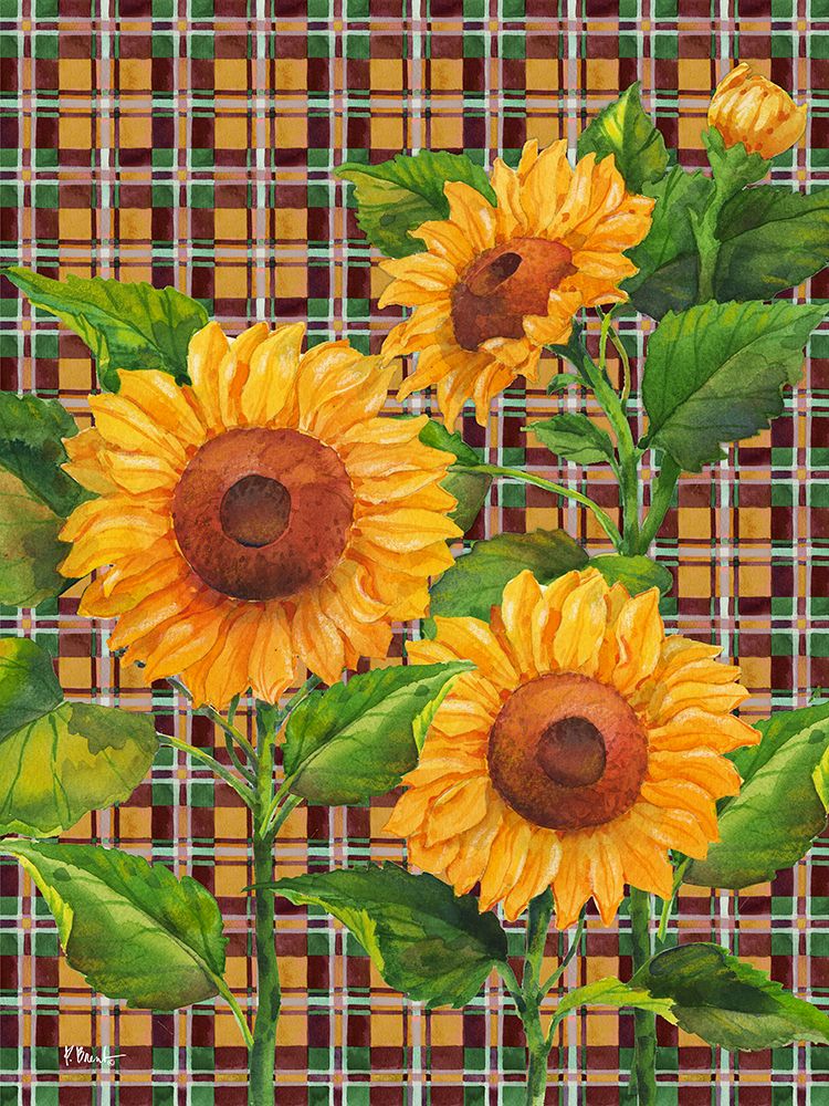 Sunflower Plaid Vertical art print by Paul Brent for $57.95 CAD