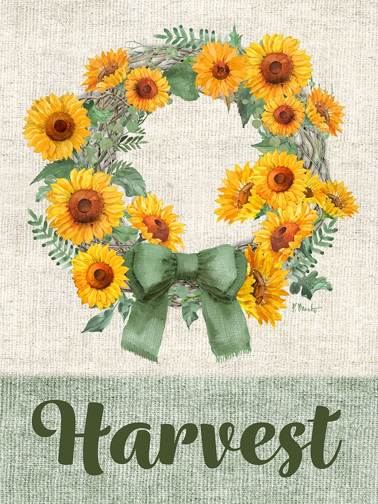 Sage Sunflowers Wreath Vertical art print by Paul Brent for $57.95 CAD