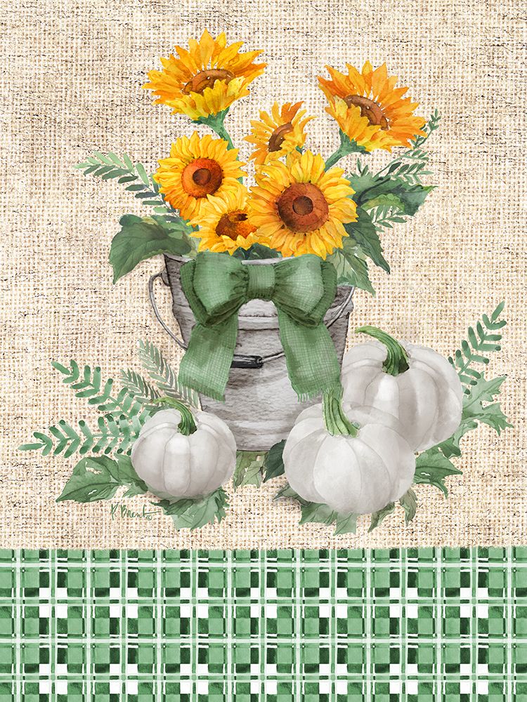 Sage Sunflower Bucket Vertical art print by Paul Brent for $57.95 CAD