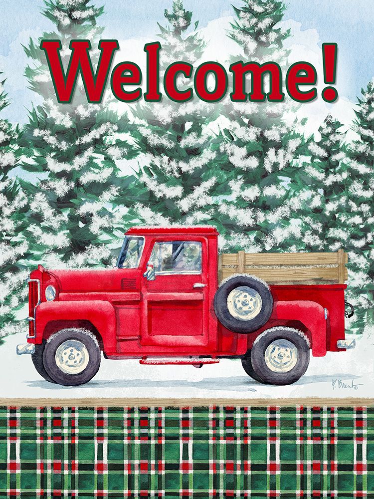 Winter Truck Vertical - Holiday art print by Paul Brent for $57.95 CAD