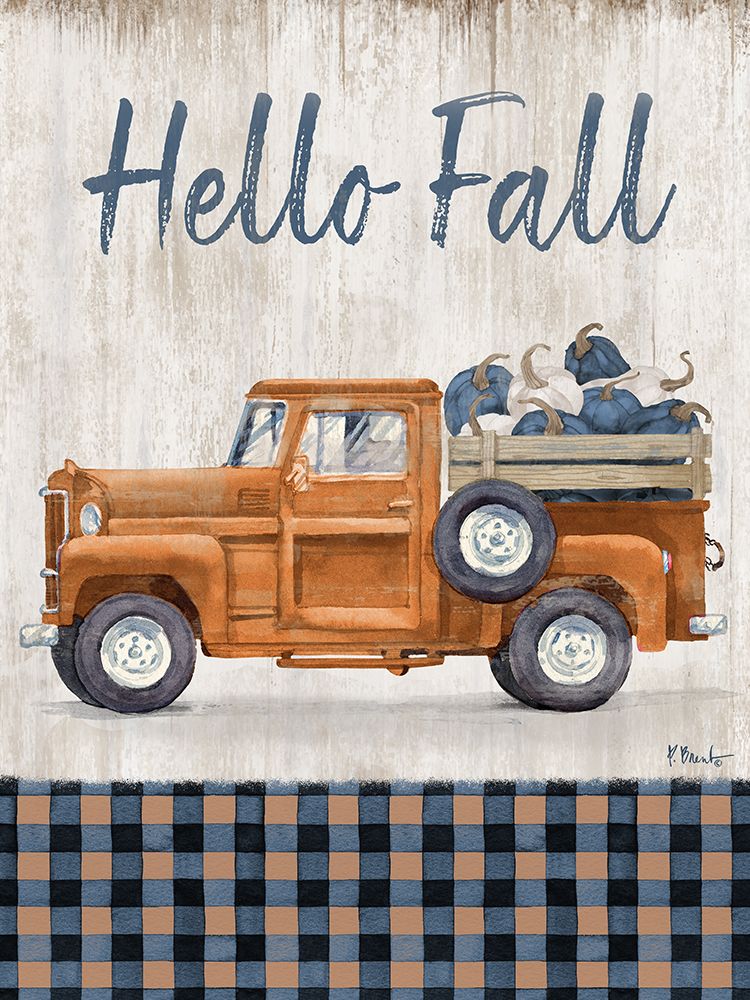 Truckin Into Fall Vertical II - Navy art print by Paul Brent for $57.95 CAD