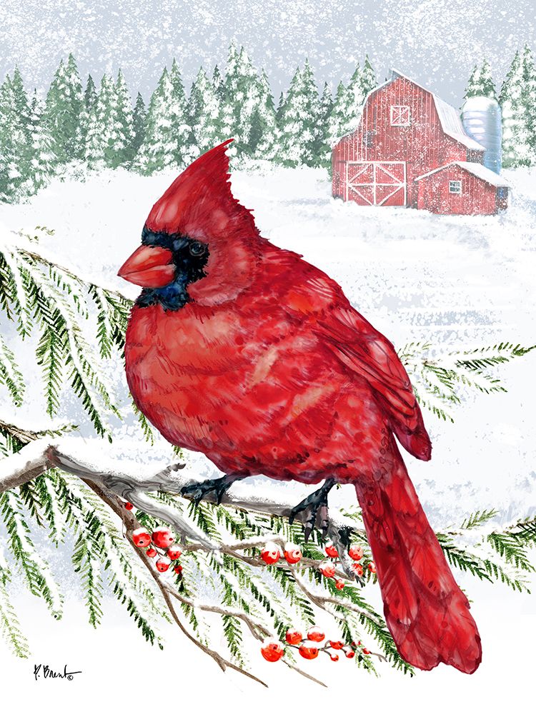 Crimson Cardinal Vertical II art print by Paul Brent for $57.95 CAD