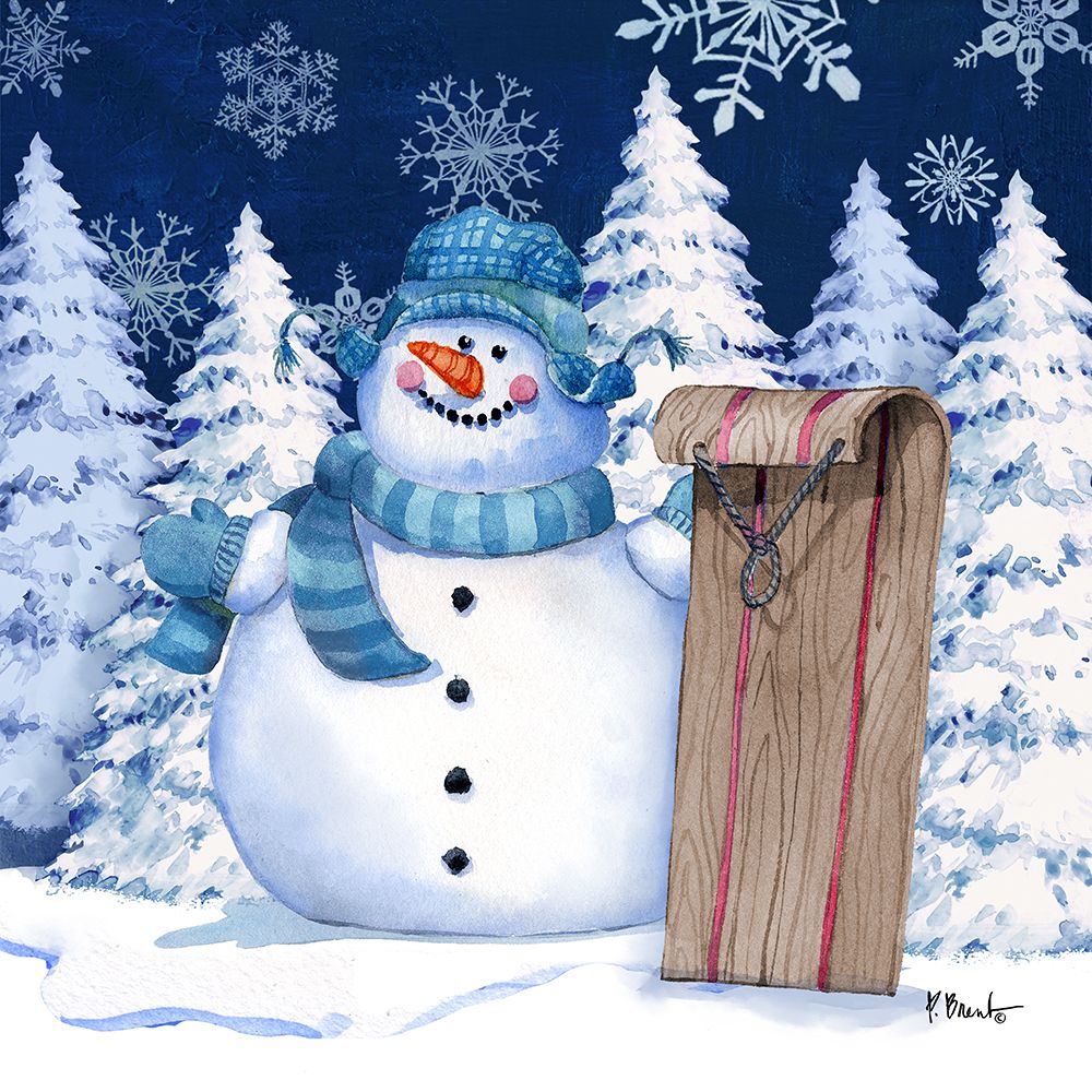 Icy Snowman IV - Navy art print by Paul Brent for $57.95 CAD