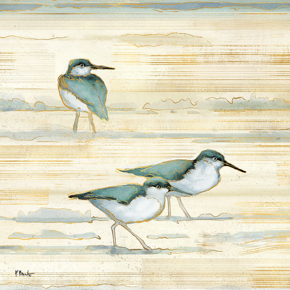 Oceanside Sandpipers I - Golden art print by Paul Brent for $57.95 CAD