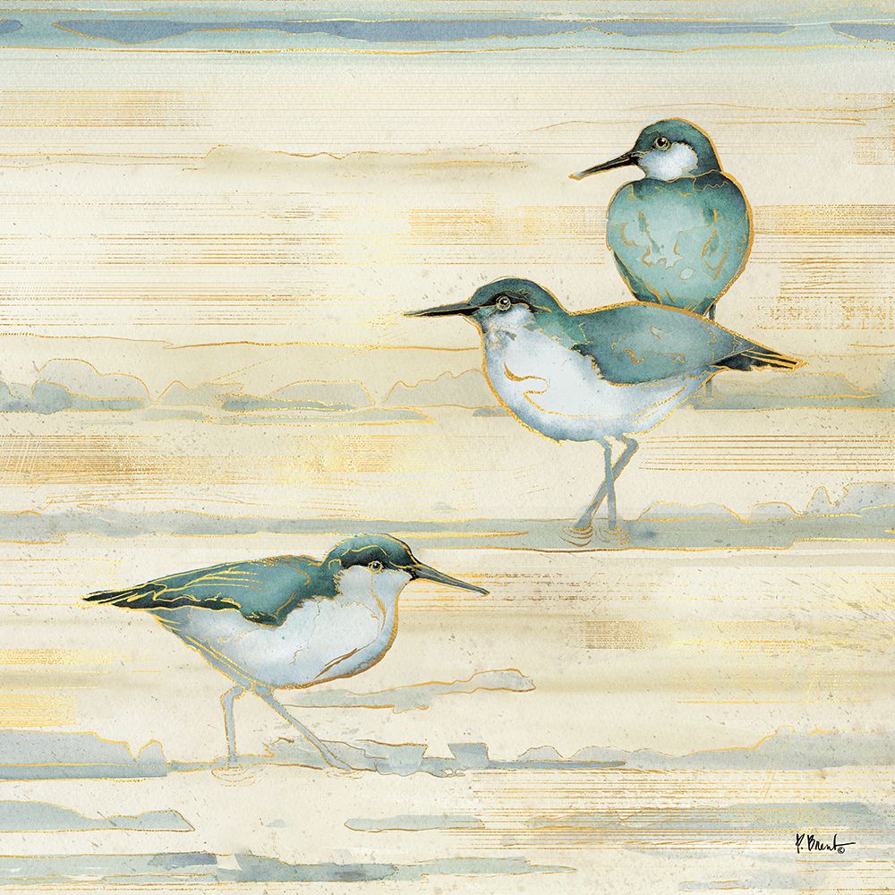 Oceanside Sandpipers II - Golden art print by Paul Brent for $57.95 CAD