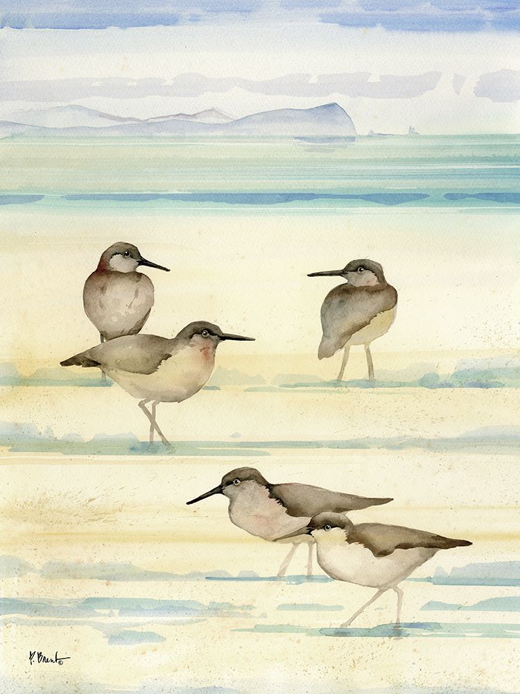 Oceanside Sandpipers Vertical art print by Paul Brent for $57.95 CAD