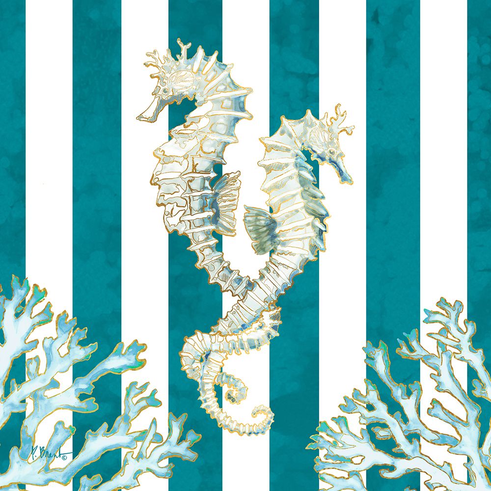 Lined Seahorse - Teal art print by Paul Brent for $57.95 CAD