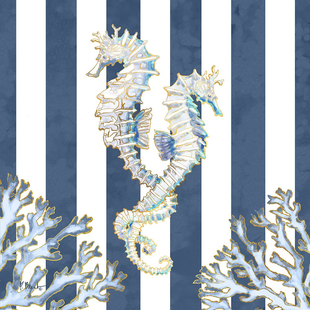 Lined Seahorse - Navy art print by Paul Brent for $57.95 CAD
