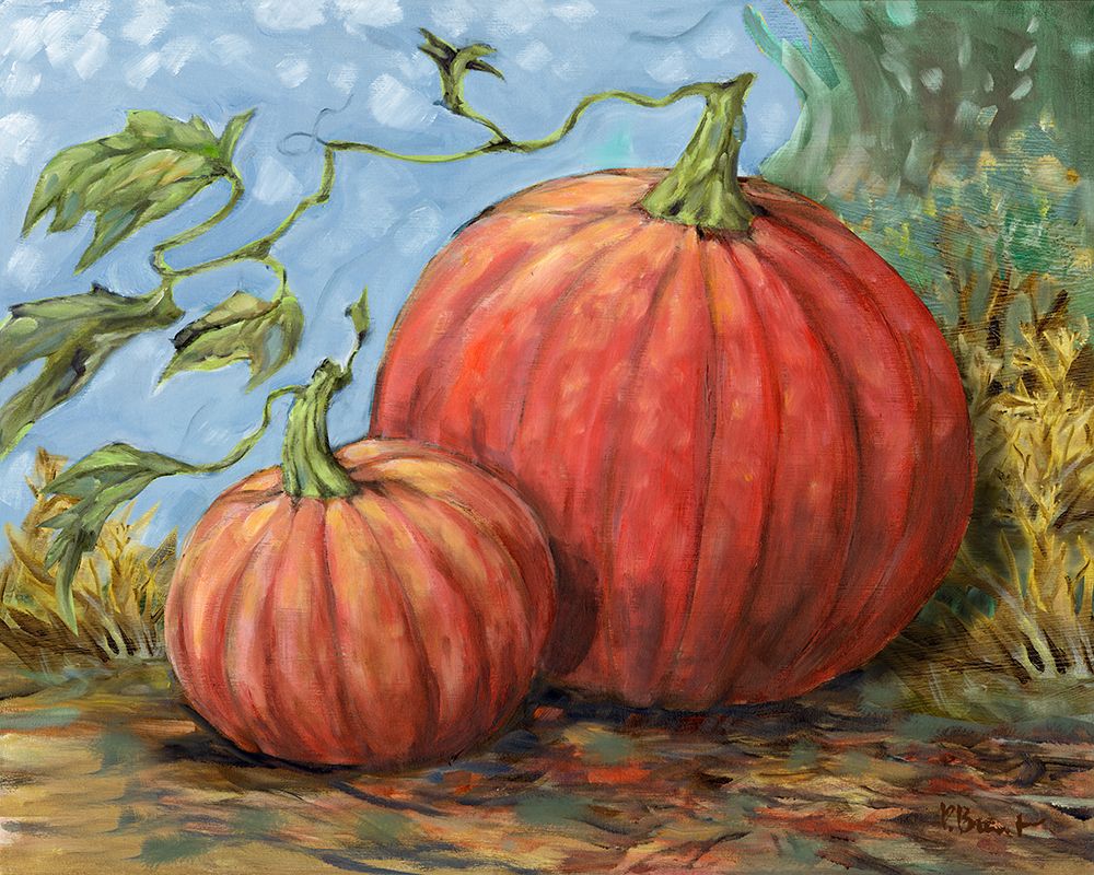 Gleaning Autumn - Double Pumpkin - Bright art print by Paul Brent for $57.95 CAD