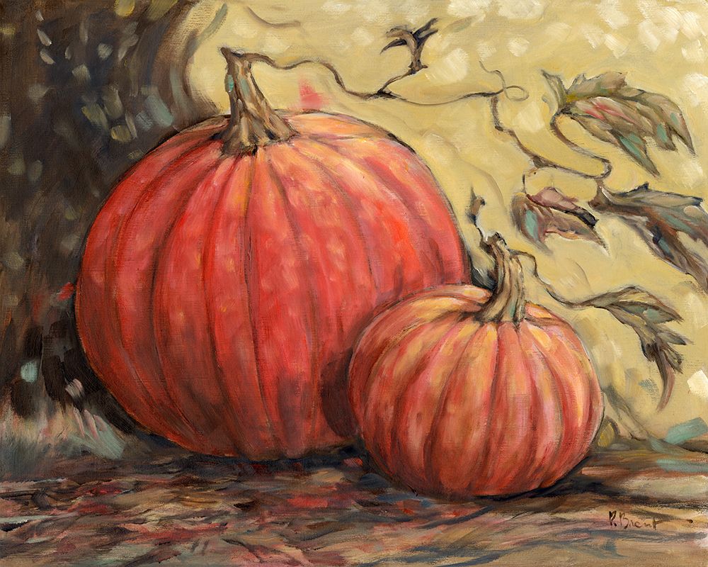 Gleaning Autumn - Double Pumpkin art print by Paul Brent for $57.95 CAD