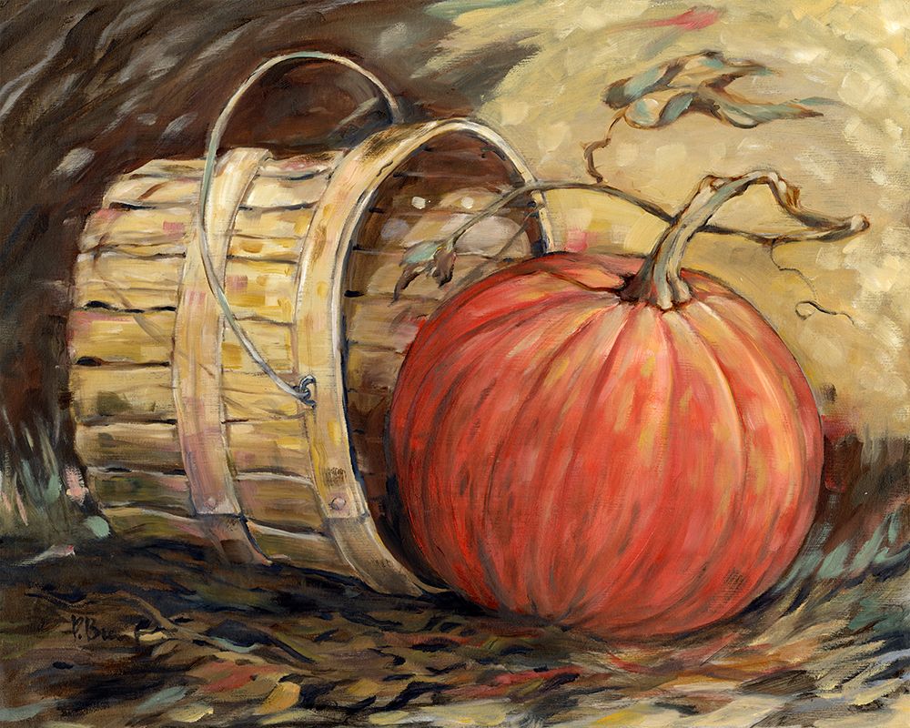 Gleaning Autumn - Pumpkin and Basket art print by Paul Brent for $57.95 CAD