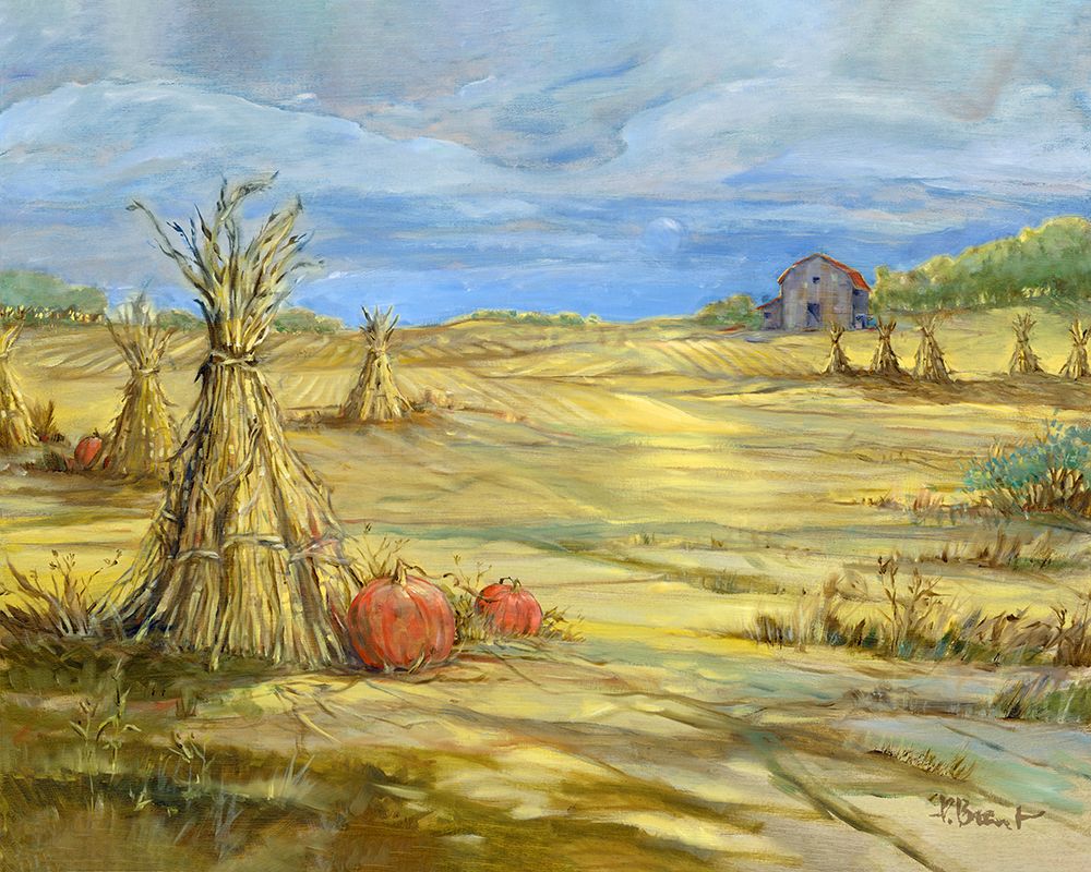 Gleaning Autumn - Morning Landscape - Bright art print by Paul Brent for $57.95 CAD