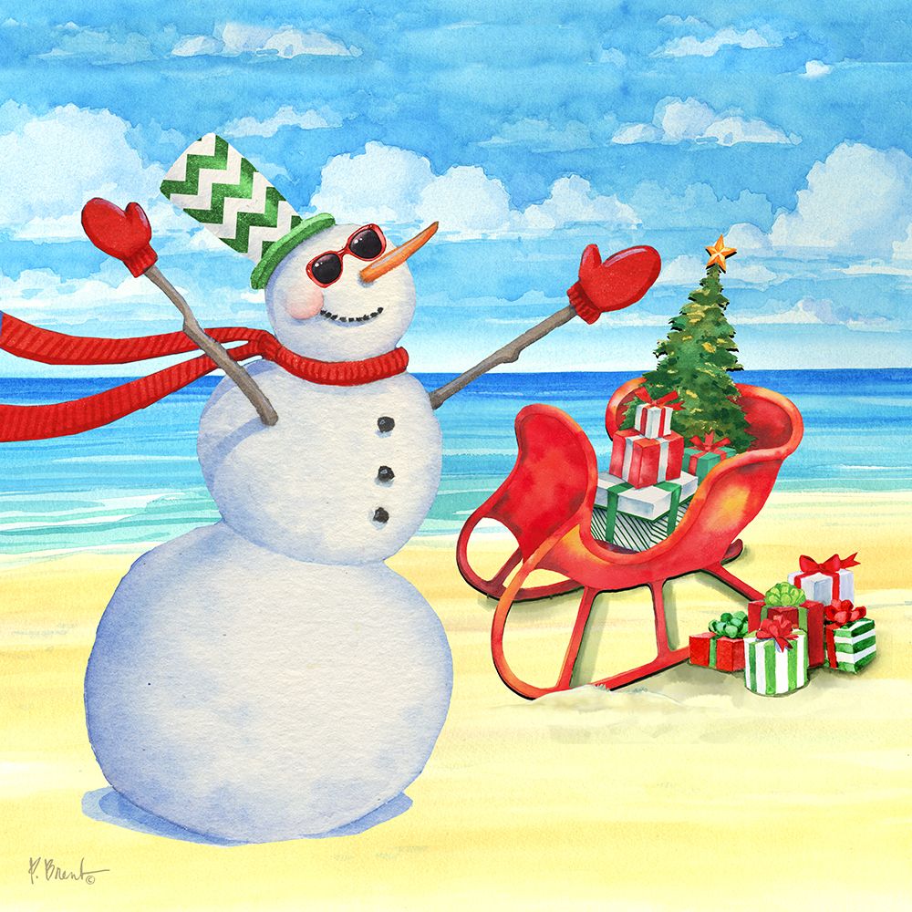 Snowman Beach III art print by Paul Brent for $57.95 CAD