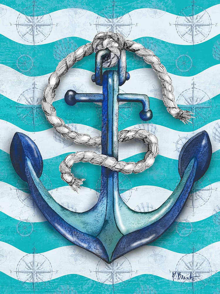 Anchor Wave Vertical - Teal art print by Paul Brent for $57.95 CAD