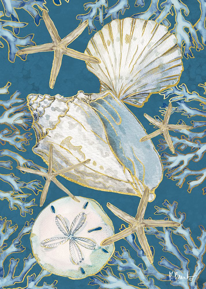 Playa Shells Vertical - Indigo art print by Paul Brent for $57.95 CAD