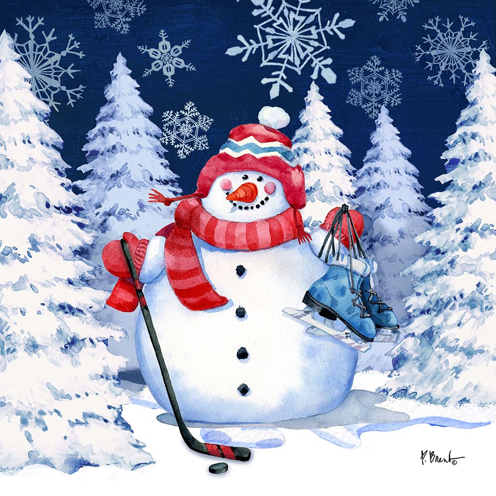 Icy Snowman VIII - Navy art print by Paul Brent for $57.95 CAD