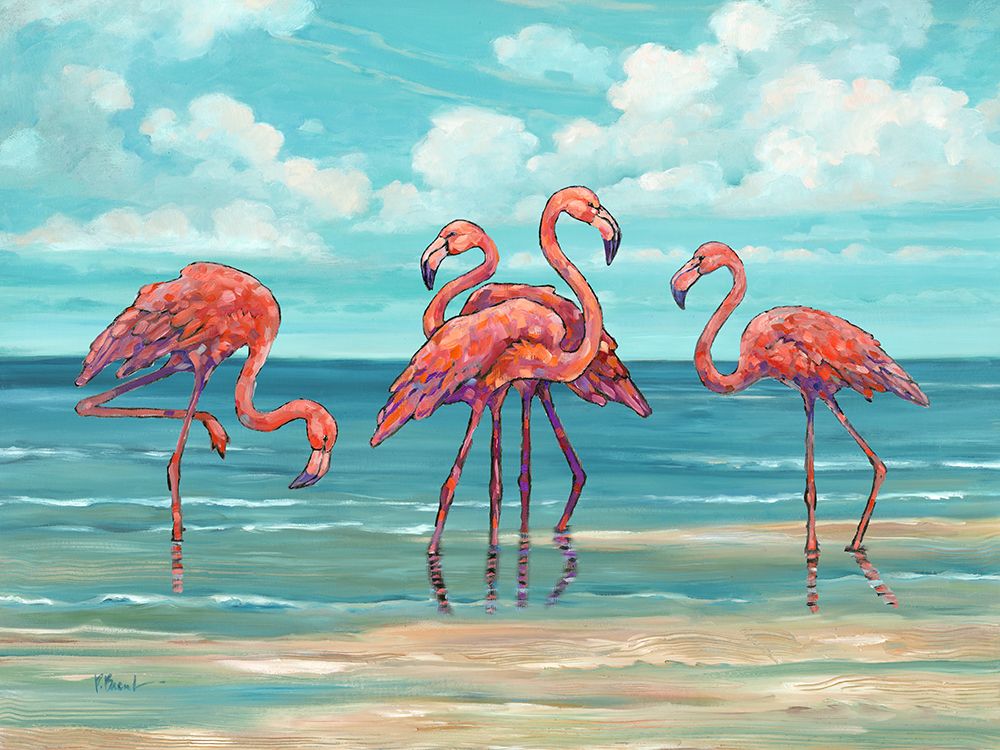 Summerset Flamingos Horizontal I art print by Paul Brent for $57.95 CAD