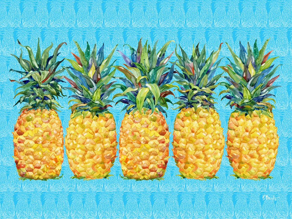 Kona Pineapple Horizontal - Azul Lines art print by Paul Brent for $57.95 CAD