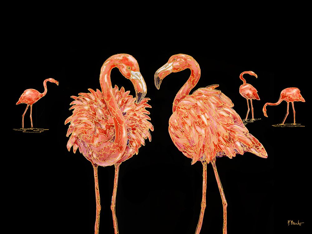 Martinique Flamingo Horizontal - Black art print by Paul Brent for $57.95 CAD