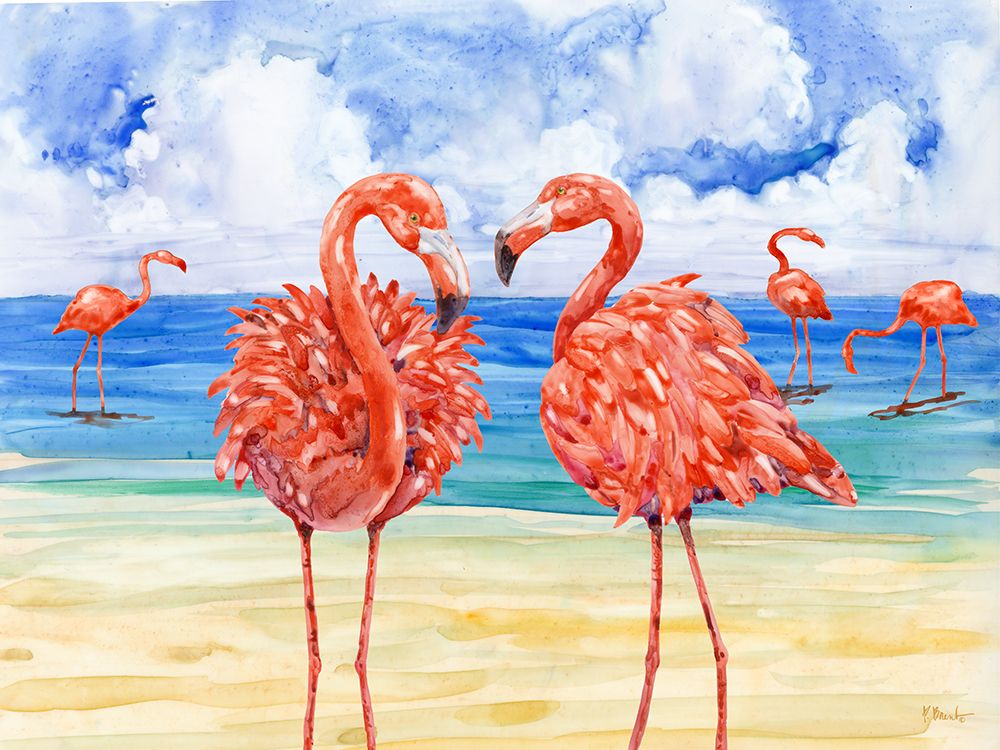 Martinique Flamingos Horizontal art print by Paul Brent for $57.95 CAD