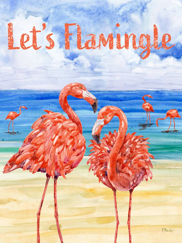 Martinique Flamingos Vertical art print by Paul Brent for $57.95 CAD