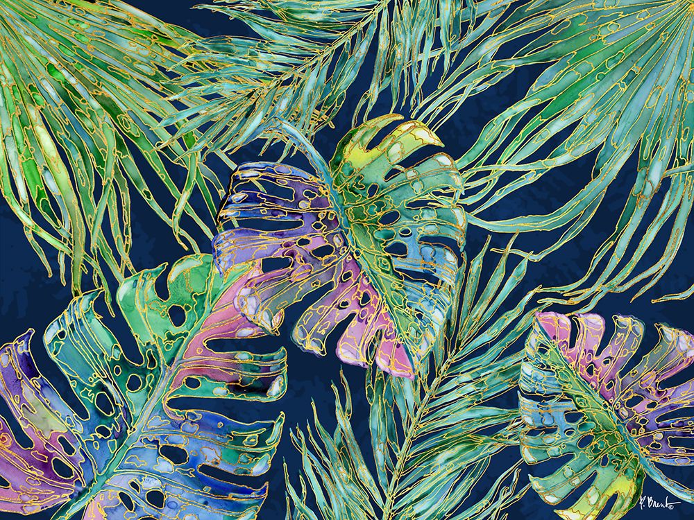 Spectrum Palm Fronds Horizontal II - Navy art print by Paul Brent for $57.95 CAD