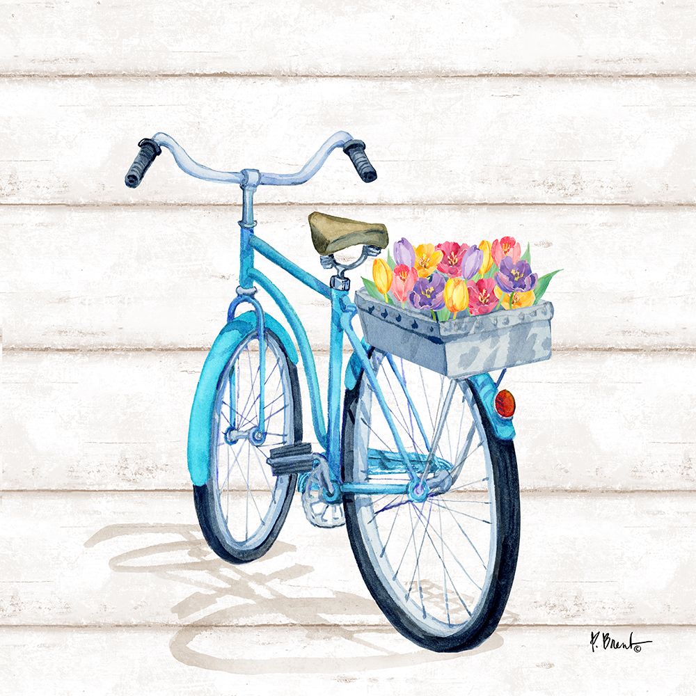 Floral Bicycle Basket III - Wood art print by Paul Brent for $57.95 CAD