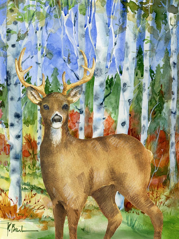 Golden Deer Forest Vertical III art print by Paul Brent for $57.95 CAD