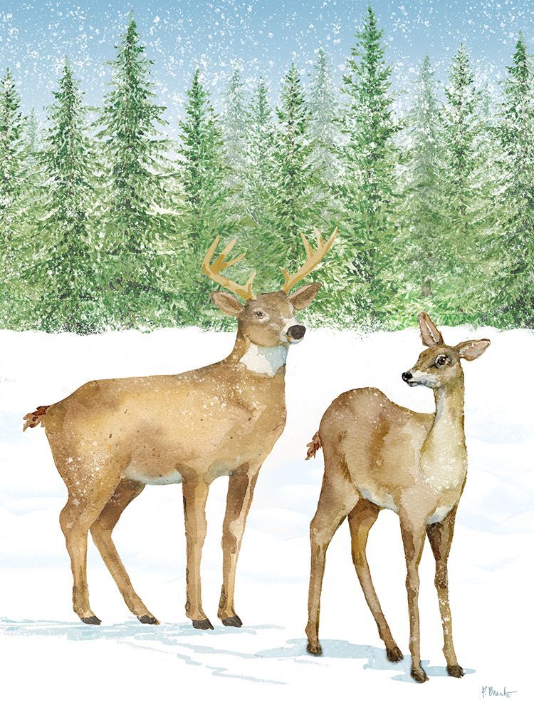 Winter Deer Duo art print by Paul Brent for $57.95 CAD