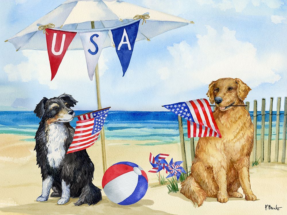 Flag-Waving Dog Beach art print by Paul Brent for $57.95 CAD