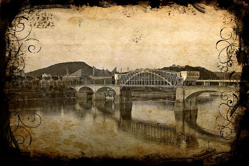 Nooga Bridge with Antique Border art print by Rachel Lee for $57.95 CAD