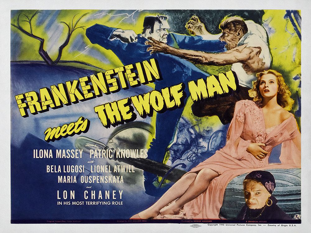 Frankenstein Meets The Wolf Man art print by Screendoor for $57.95 CAD
