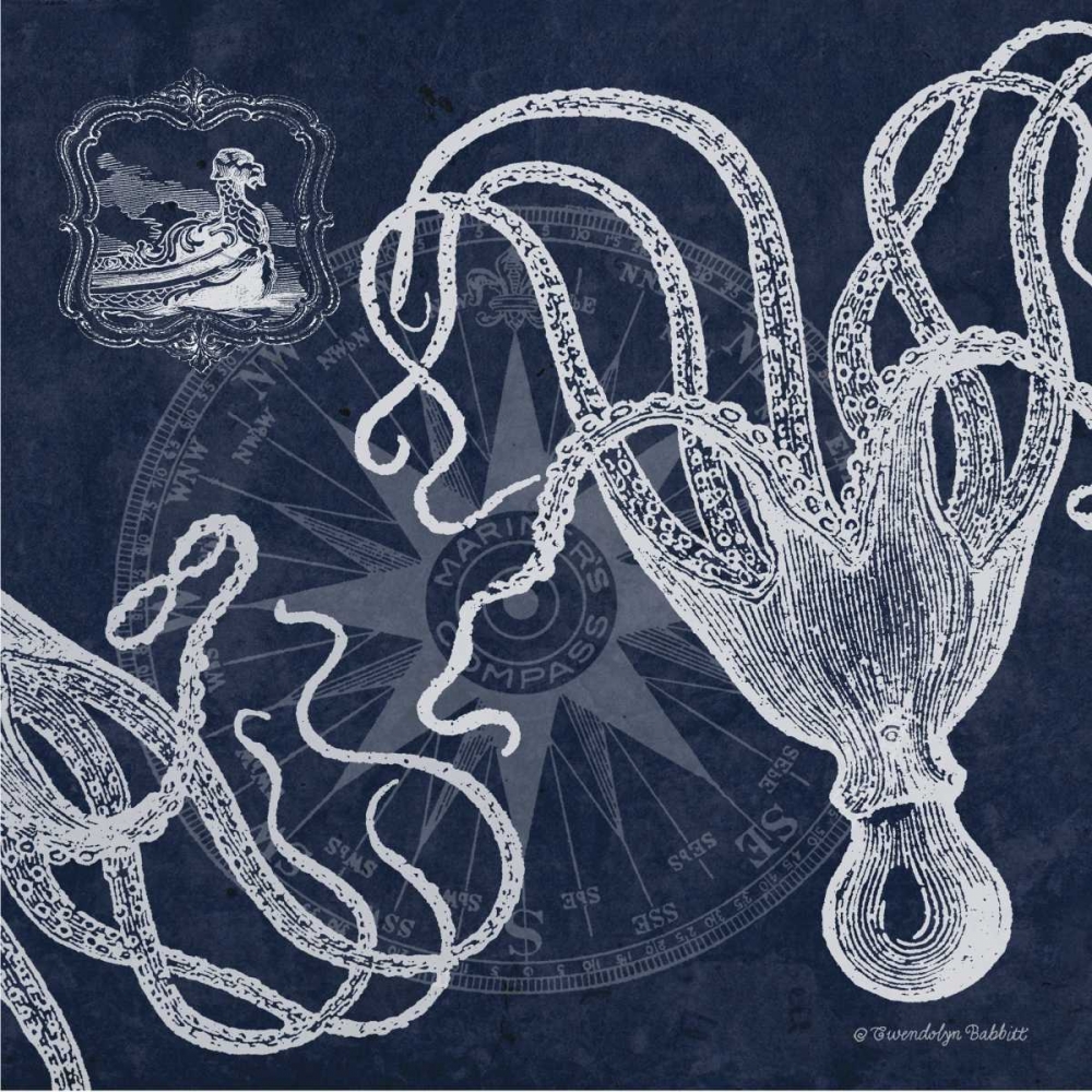 Octopi on Indigo II art print by Gwendolyn Babbitt for $57.95 CAD