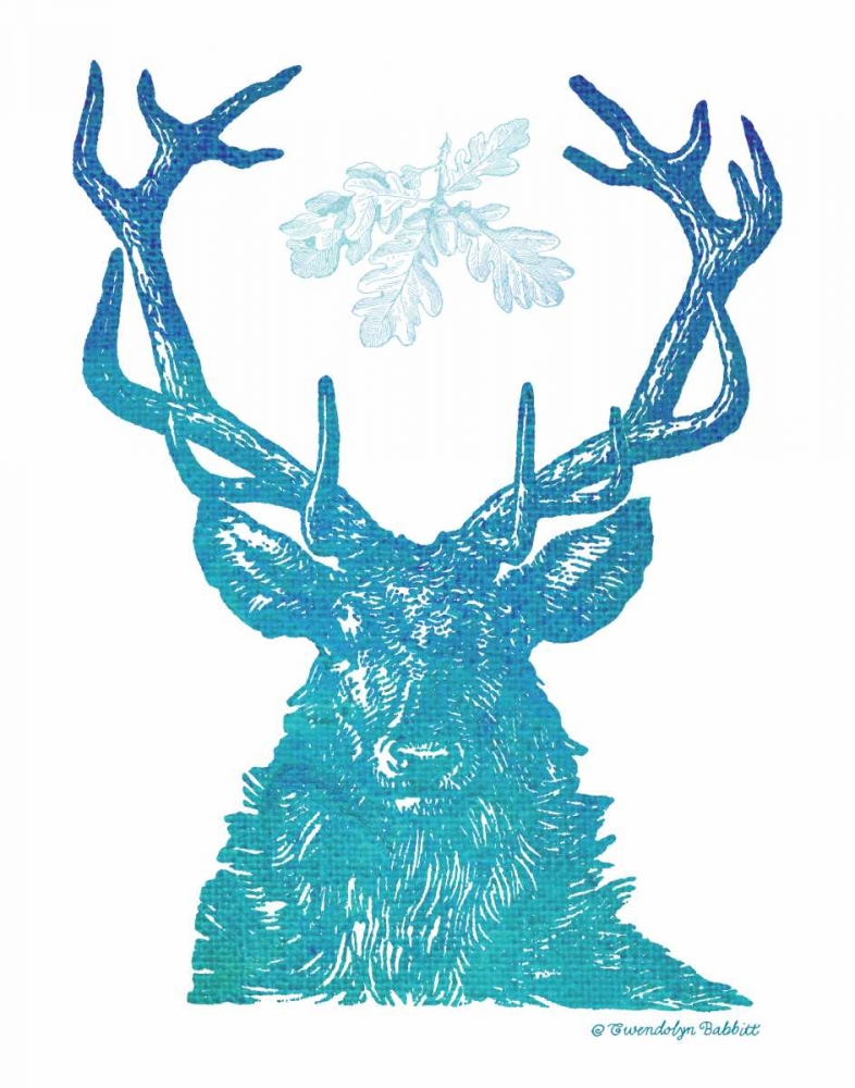 Indigo and Teal Deer I art print by Gwendolyn Babbitt for $57.95 CAD