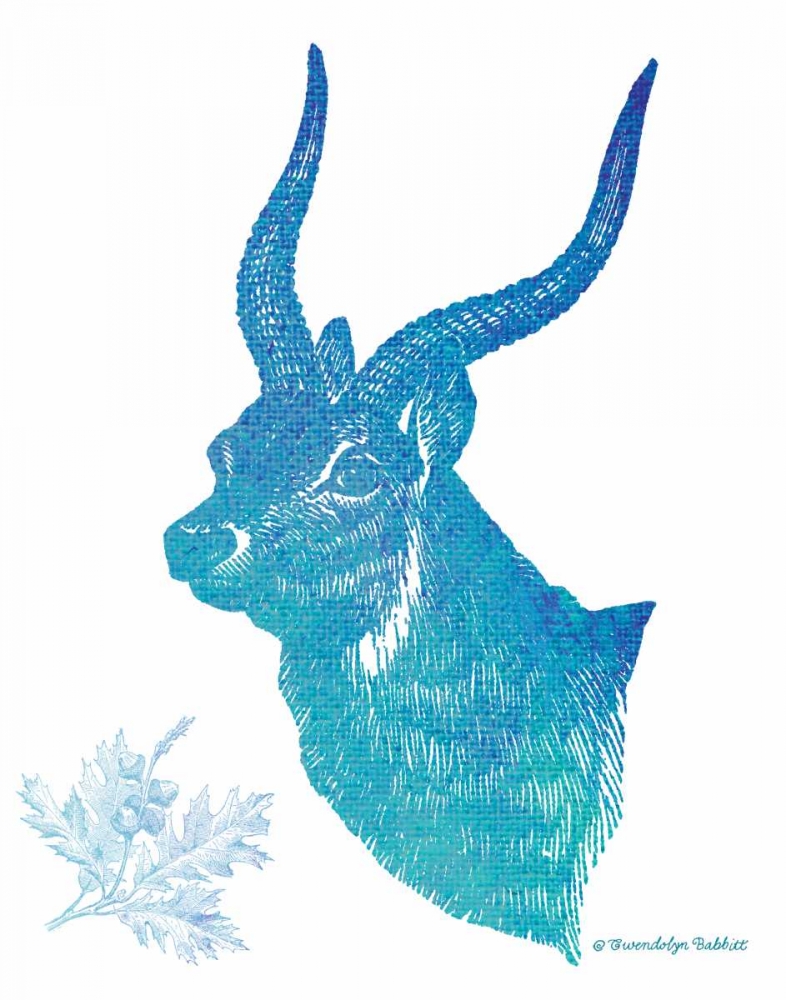 Indigo and Teal Deer II art print by Gwendolyn Babbitt for $57.95 CAD