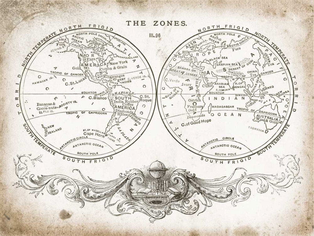 Zone World Map I art print by Gwendolyn Babbitt for $57.95 CAD
