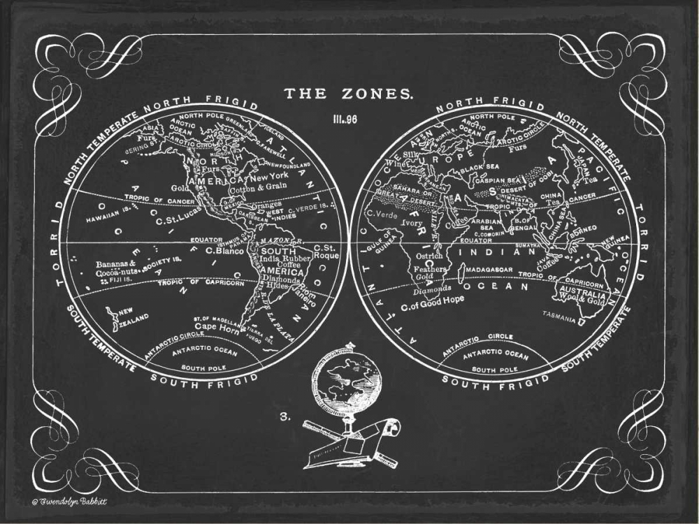 Zone World Map III art print by Gwendolyn Babbitt for $57.95 CAD