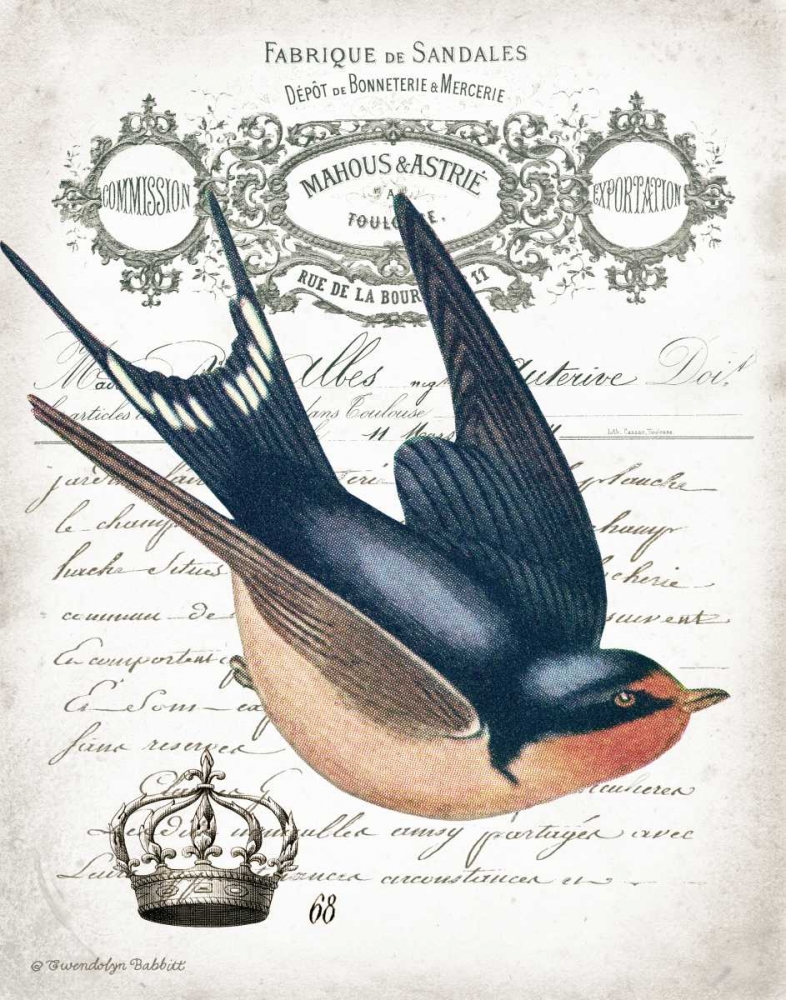 French Swallow II art print by Gwendolyn Babbitt for $57.95 CAD