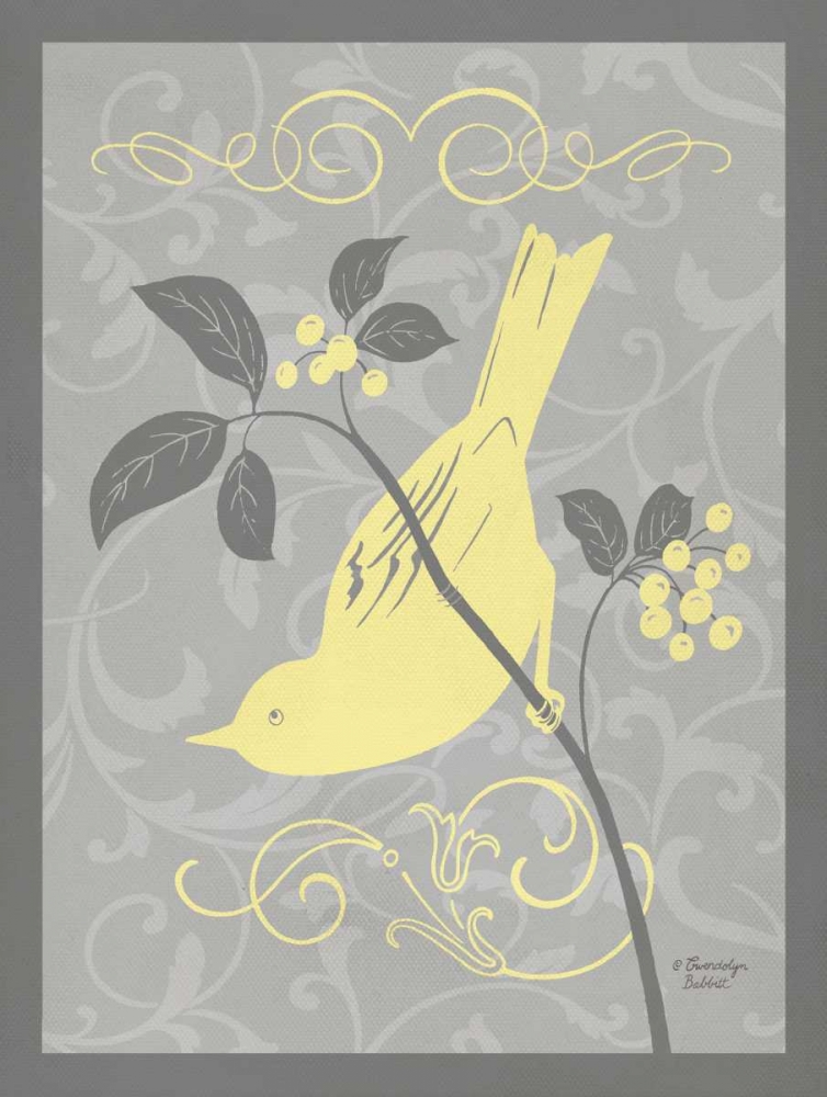 Grey and Yellow Bird I art print by Gwendolyn Babbitt for $57.95 CAD