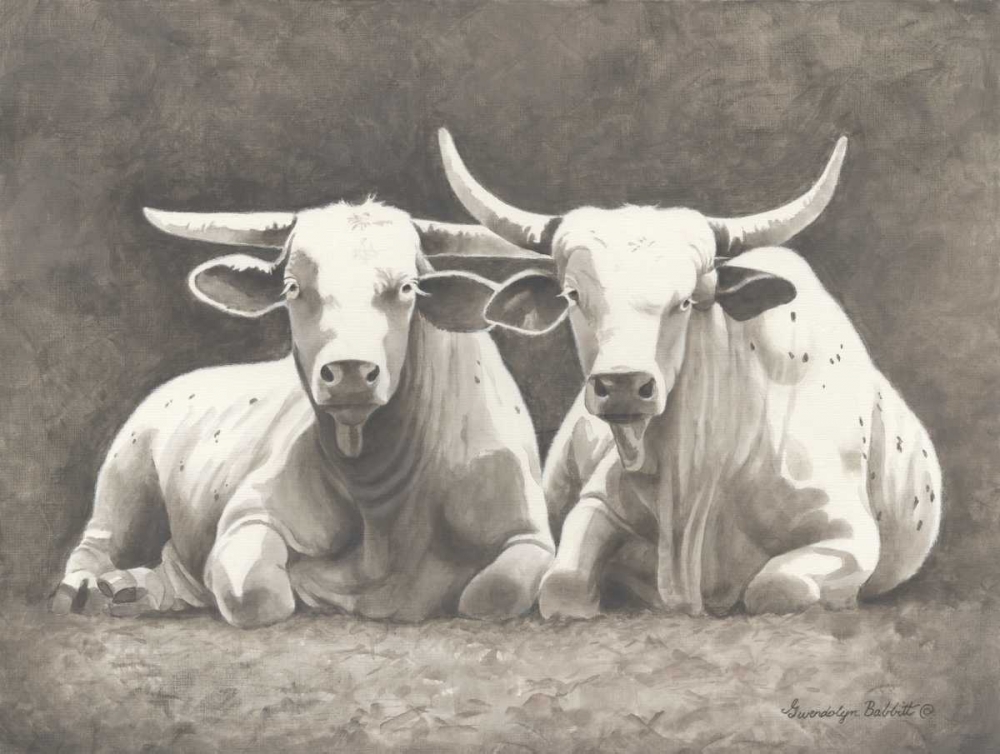 Two White Bulls art print by Gwendolyn Babbitt for $57.95 CAD